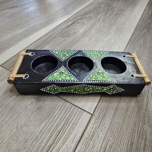 Triple Candle Holder Handmade Pottery